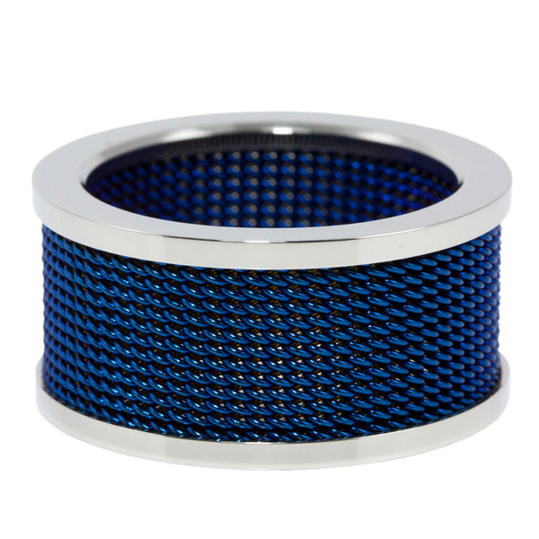 Blue Mesh Stainless Steel Ring