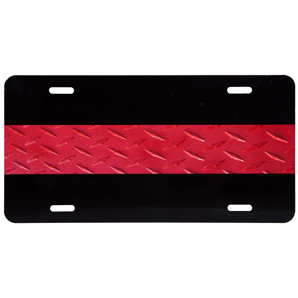 License Plate Textured Thin Red Line on Black