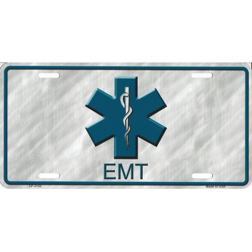 License Plate Blue Gray EMT