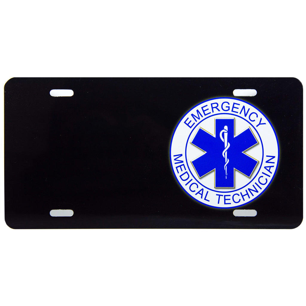 License Plate Black Emergency Medical Technician