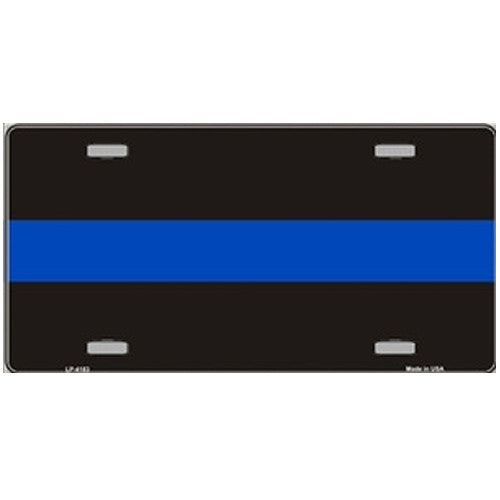 License Plate Thin Blue Line on Black