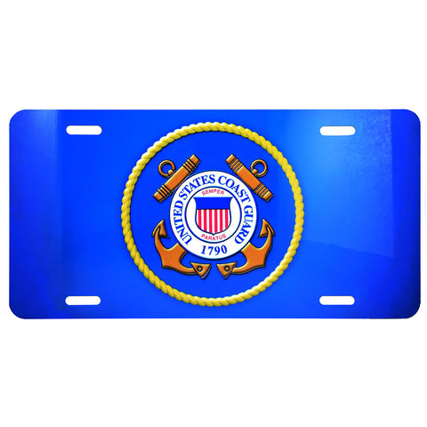 US Coast Guard Blue Metal License Plate