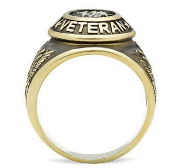 US Veterans Ring United States Military Gold IonPlate Stainless 8 - 14 1/2 sizes