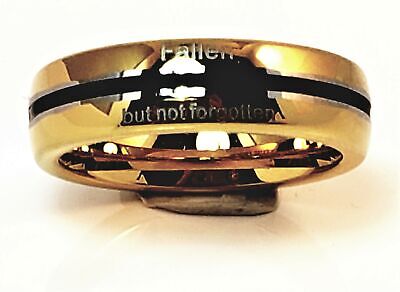 6mm Tungsten Gold Ring 1st Response Memorial Fallen But Not Forgotten Sz 5 - 15