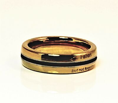 6mm Tungsten Gold Ring 1st Response Memorial Fallen But Not Forgotten Sz 5 - 15