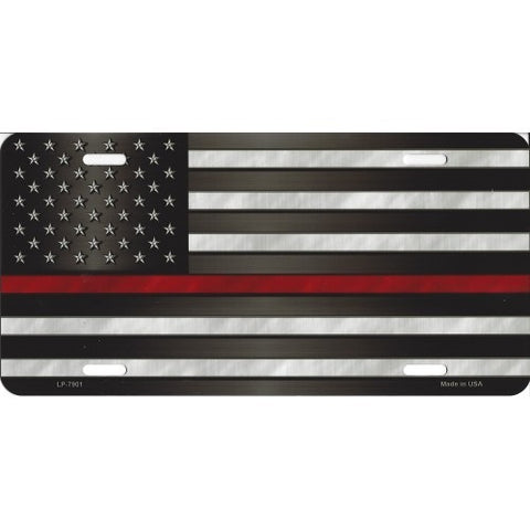 Thin Red Line on American Flag License Plate