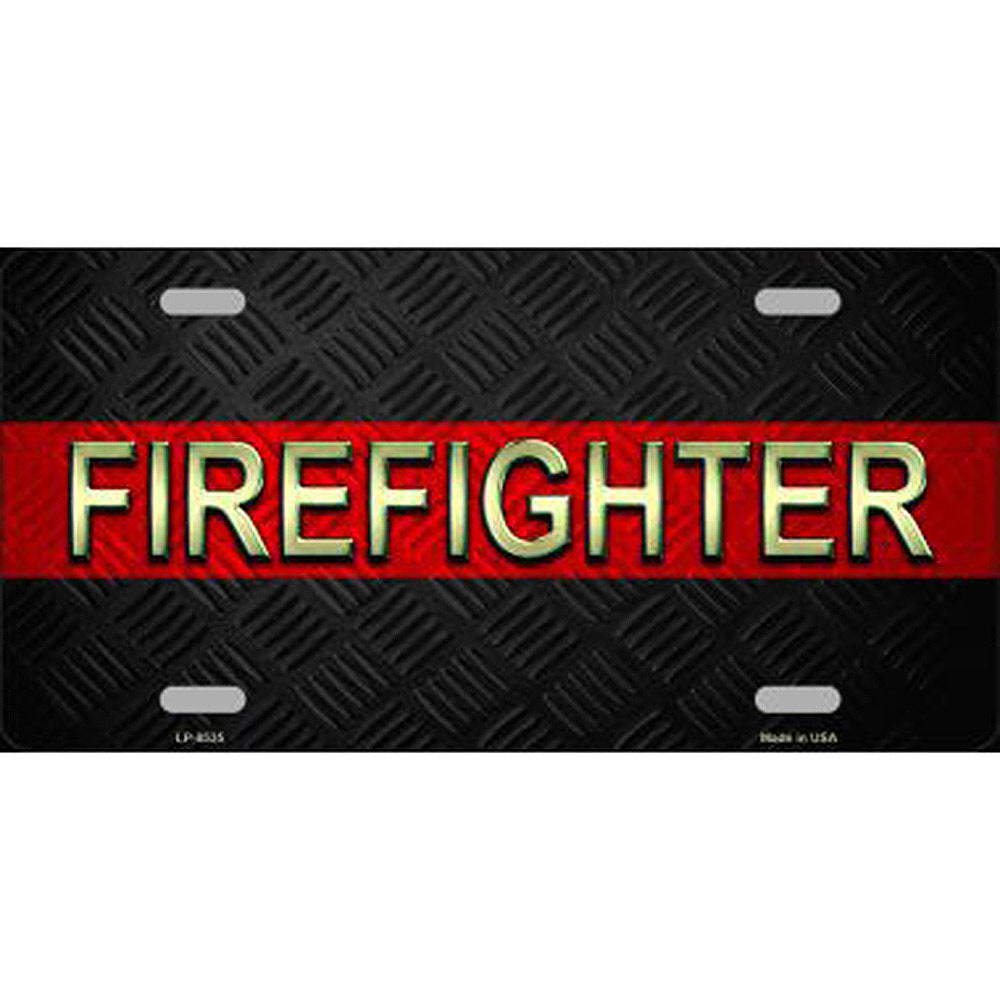 License Plate Thin Red Line Firefighter