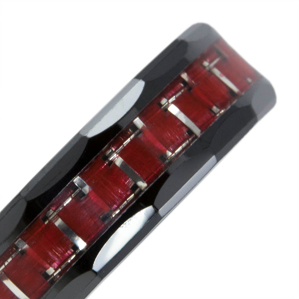 Red Fiber and Metal Inlay