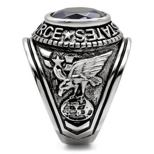 Air Force Mens US Military Stainless Steel Ring Side
