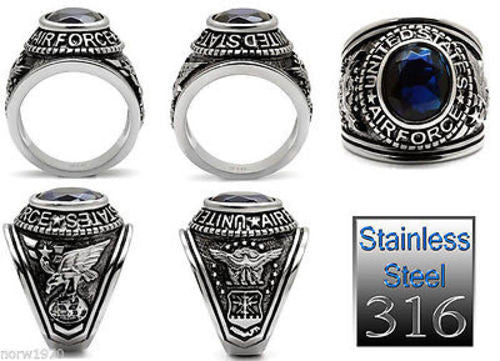 Air Force Mens US Military Stainless Steel Ring Multi-View