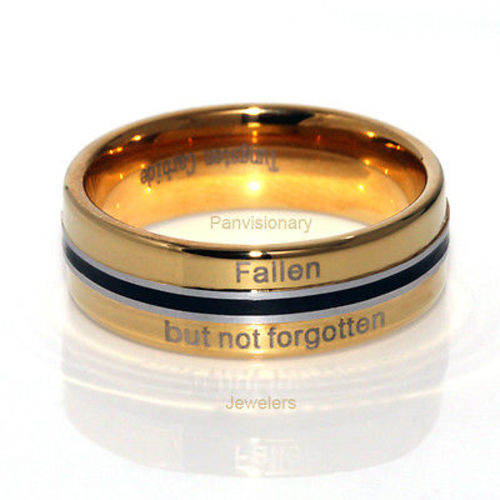 6MM Ring Fallen but not Forgotten Gold Black Tungsten Carbide
