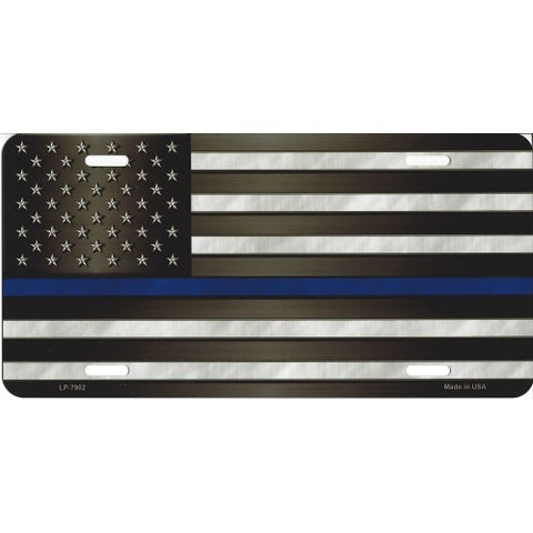 Thin Blue Line American Flag License Plate