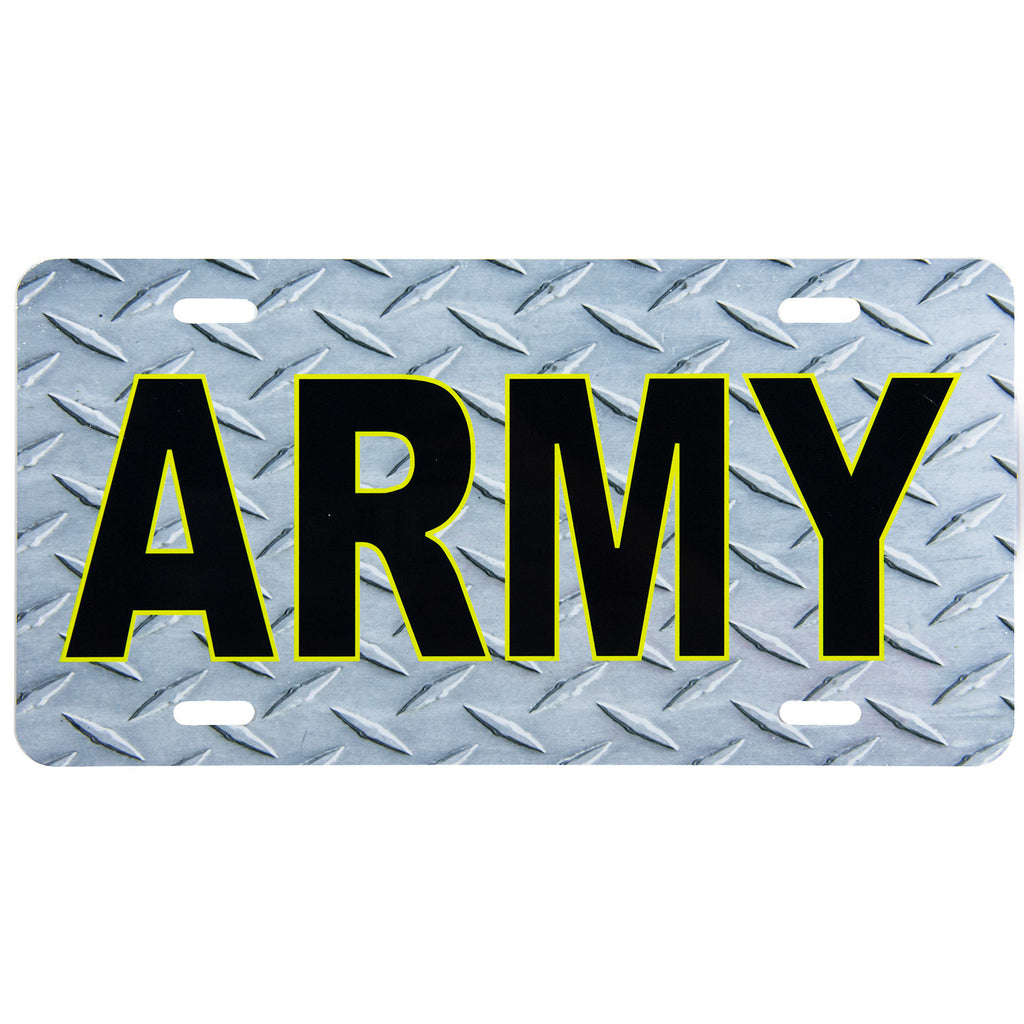 License Plate Black Army Diamond Plate Texture