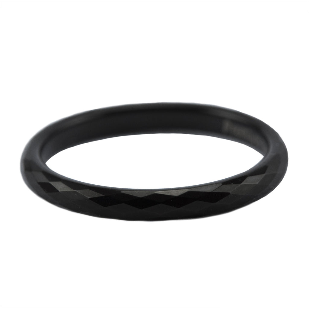 Black faceted stackable ring