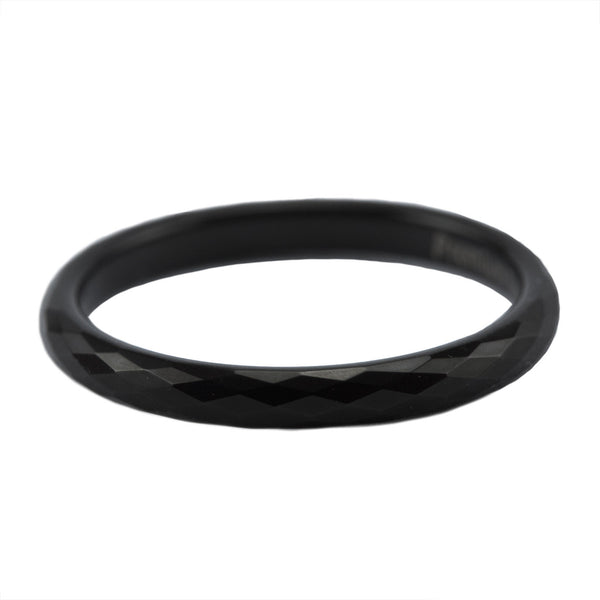 Black faceted stackable ring