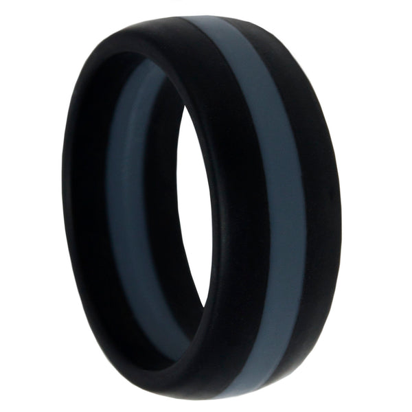 Thin Silver Line Silicone Band Ring 8mm