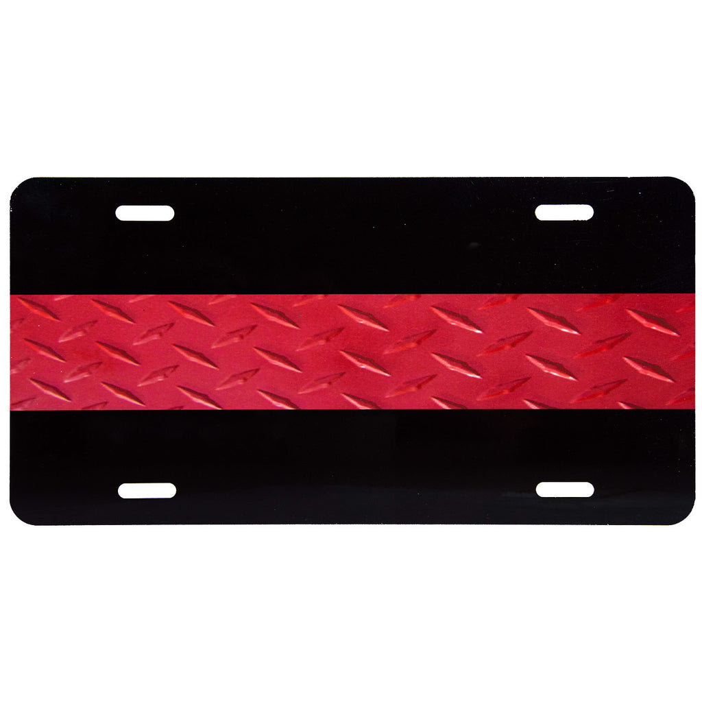 License Plate Textured Thin Red Line on Black