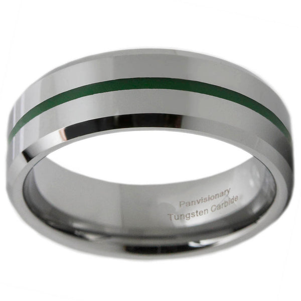 Thin Green Line 8mm Green Epoxy Tungsten Carbide Ring