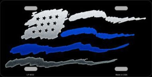 Thin Blue Line American Flag Double Line License Plate
