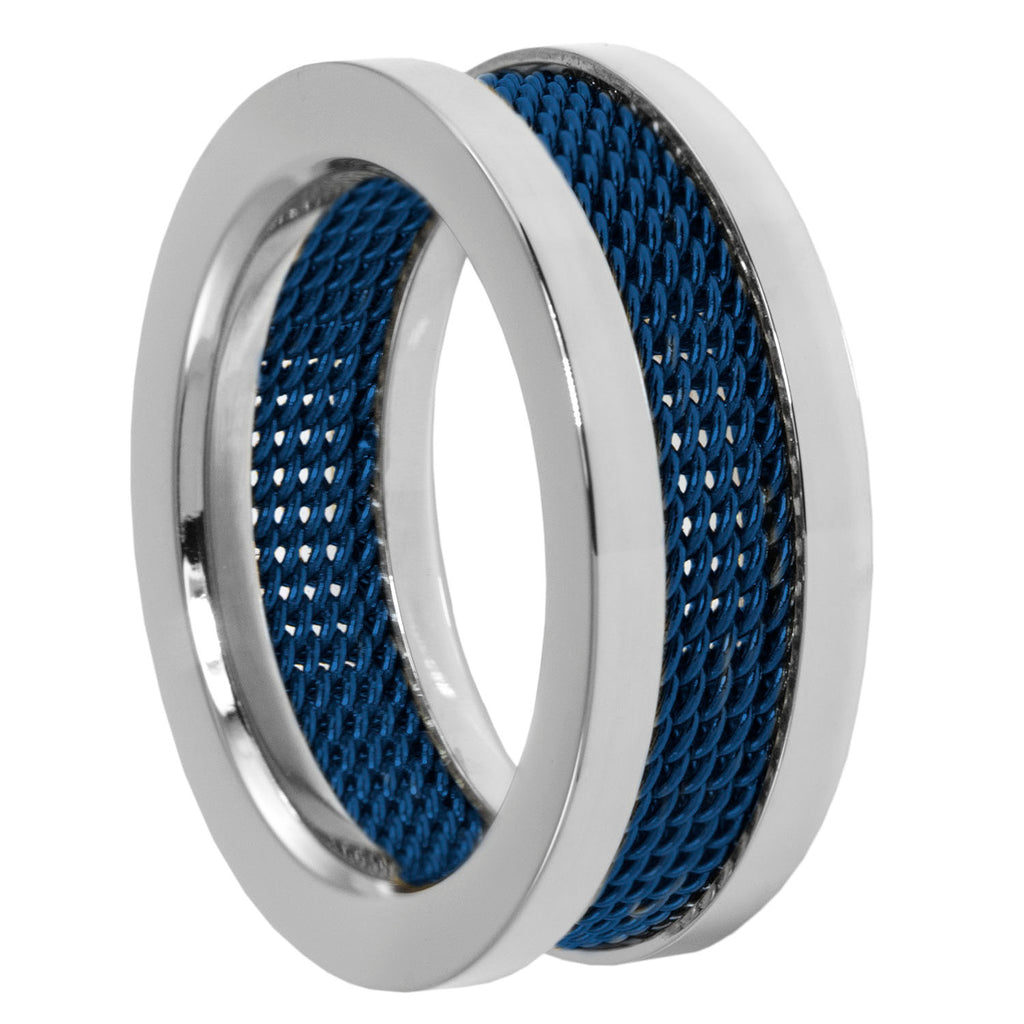 Blue Line Mesh Ring