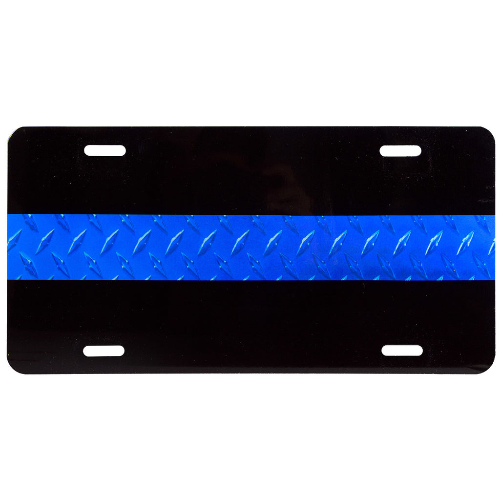 License Plate Textured Thin Blue Line on Black