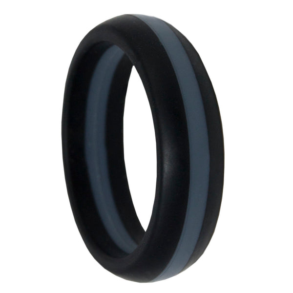 Thin Silver Line Silicone Band Ring 5.5mm