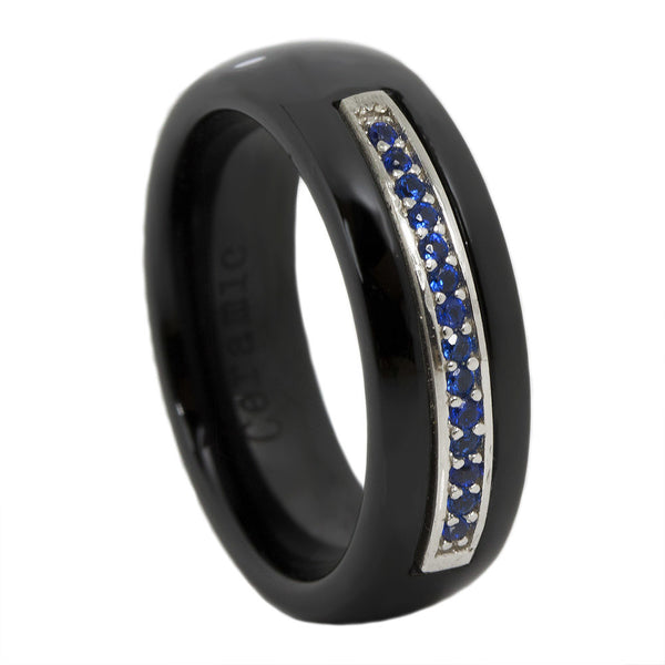 Thin Blue Line Ceramic Ring