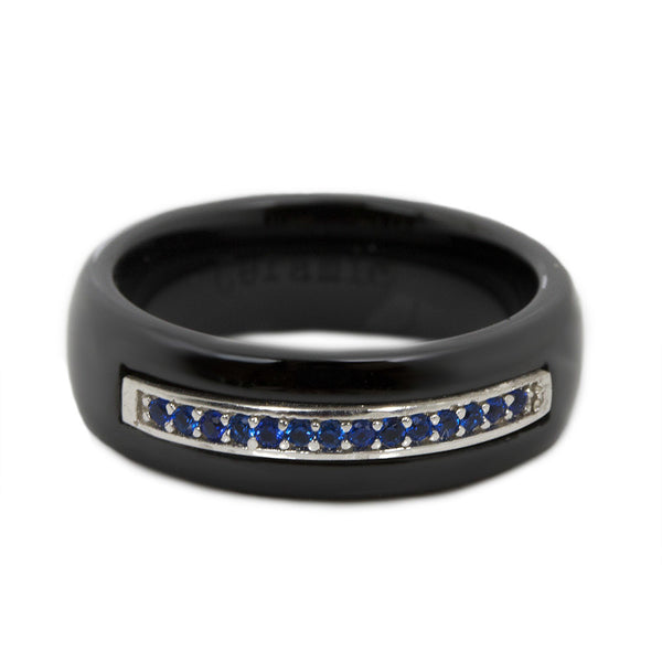 Thin Blue Line Ceramic Ring 