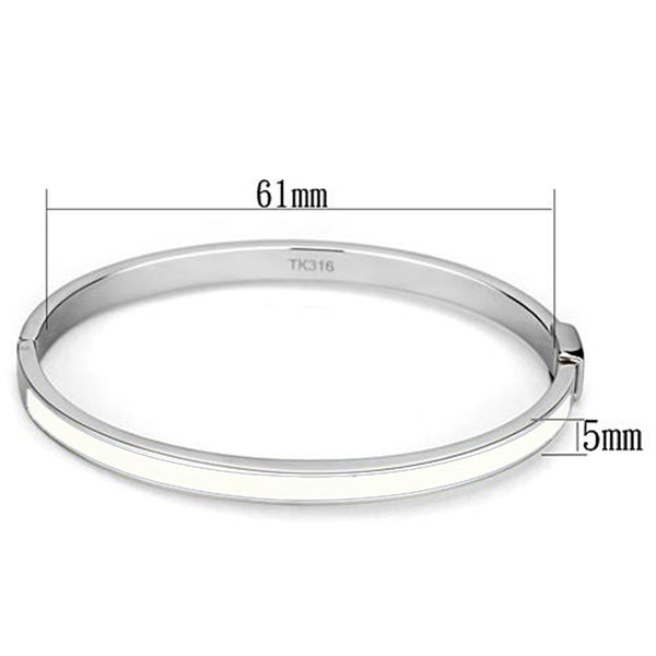 Thin White Line Stainless Steel Bangle with White Epoxy Stripe