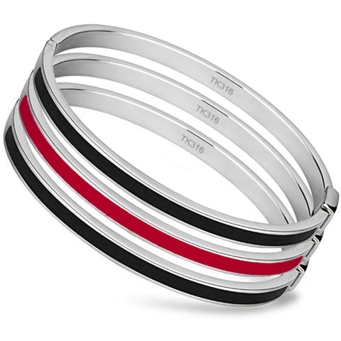 Thin Red Line Bangle Set