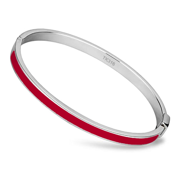 Thin Red Line Bangle Stainless Steel and Epoxy