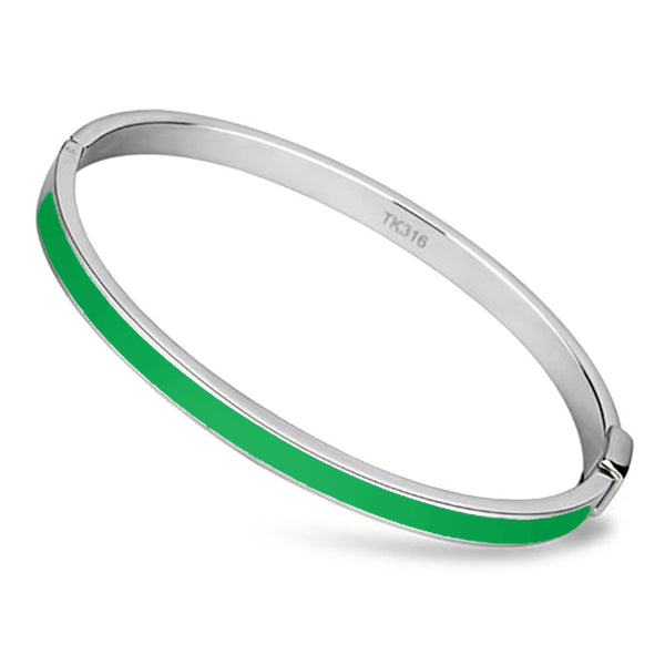 Thin Green Line Bangle Stainless Steel and Epoxy