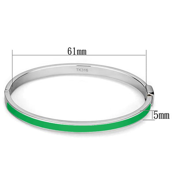 Thin Green Line Bangle Stainless Steel and Epoxy