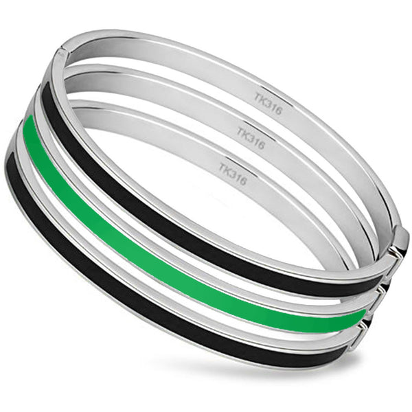 Thin Green Line Bangle Set