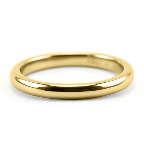Tungsten 2mm Dome Thin Gold Line Ring