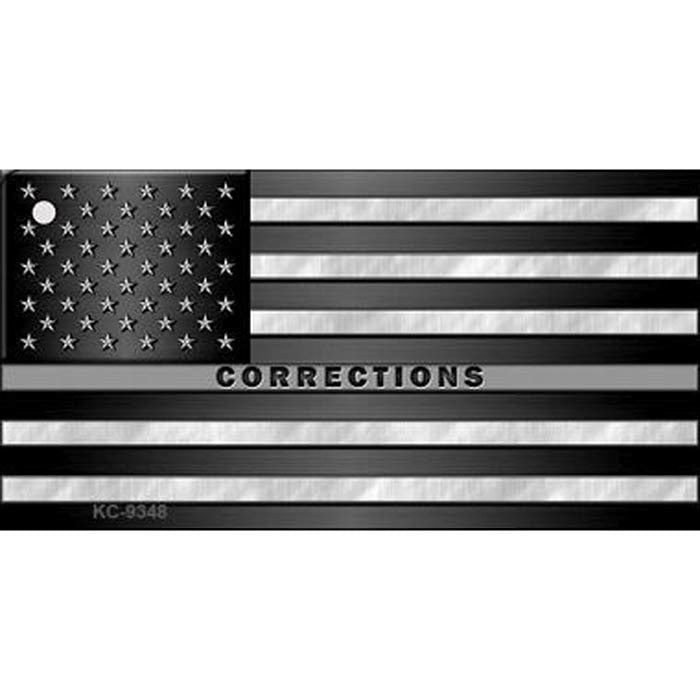 Thin Silver Line Corrections Flag Key Chain