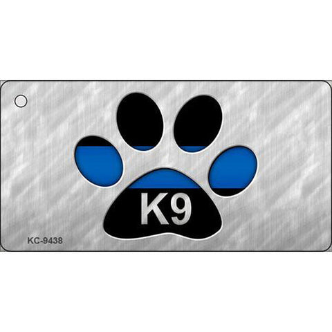 Thin Blue Line K9 Paw Print Key Chain