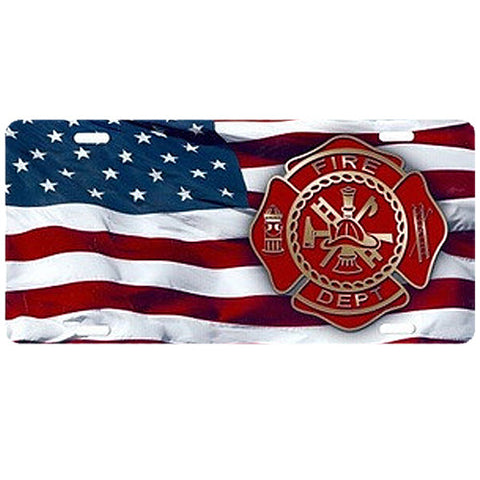 Firefighter Flag License Plate