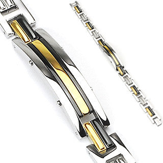 Thin Gold Line Dispatcher Bracelet Gold and Black Stainless Steel and Gold IP
