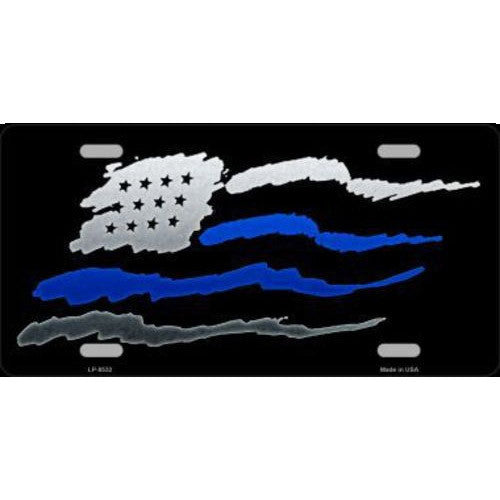 Thin Blue Line American Flag License Plate