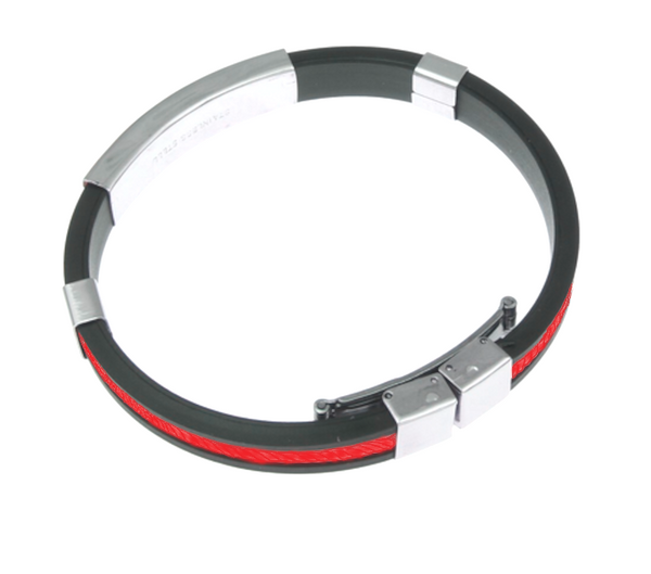 Thin Red Line Black and Red Silicone Rope Bracelet Adjustable Clasp