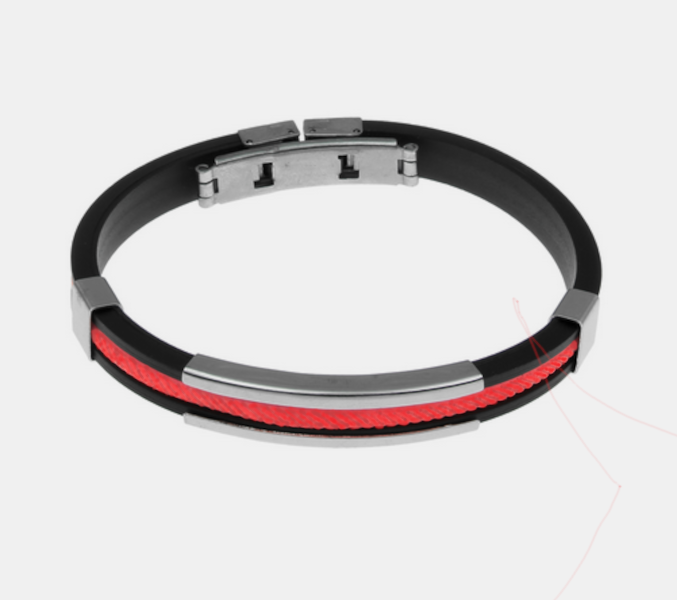 Red Ribbon Thin Band Silicone Bracelets