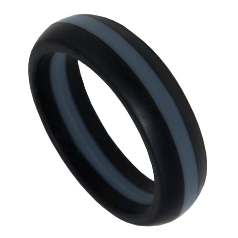 Thin Silver Line Silicone Band Ring 5.5mm