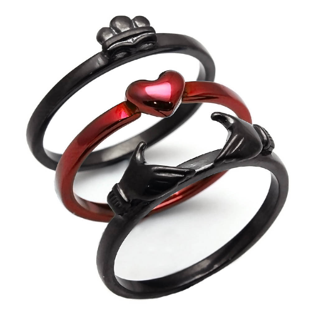 Bands n Chains- Set of 3 Black Rings