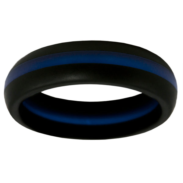 Thin Blue Line Silicone Band Ring 5.5mm