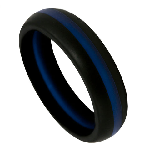 Thin Blue Line Silicone Band Ring 5.5mm