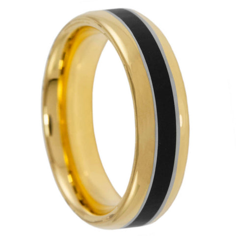 Memorial Band Golden 6mm Tungsten Ring