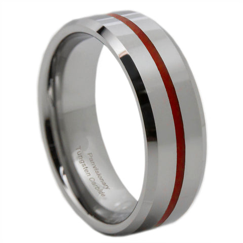 Tungsten Red Line Ring