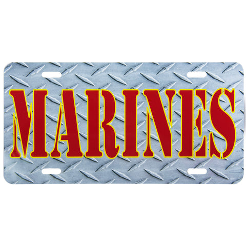 License Plate Red Marines Diamond Plate Texture