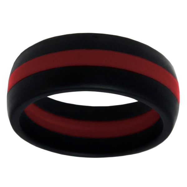 Thin Red Line Silicone Band Ring 8mm